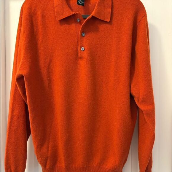 Jos. A. Bank Vibrant Orange Rust Men's Sweater Size Medium 100% Cashmere - Picture 1 of 3